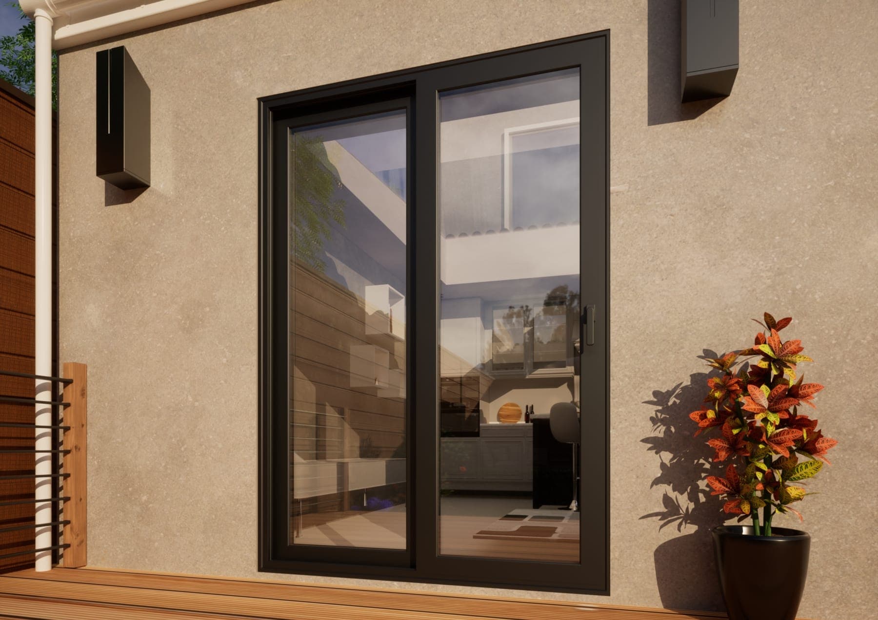 Aluminium Sliding Door - 1500mm Grey - Right Hand Slide & Left Hand Fixed