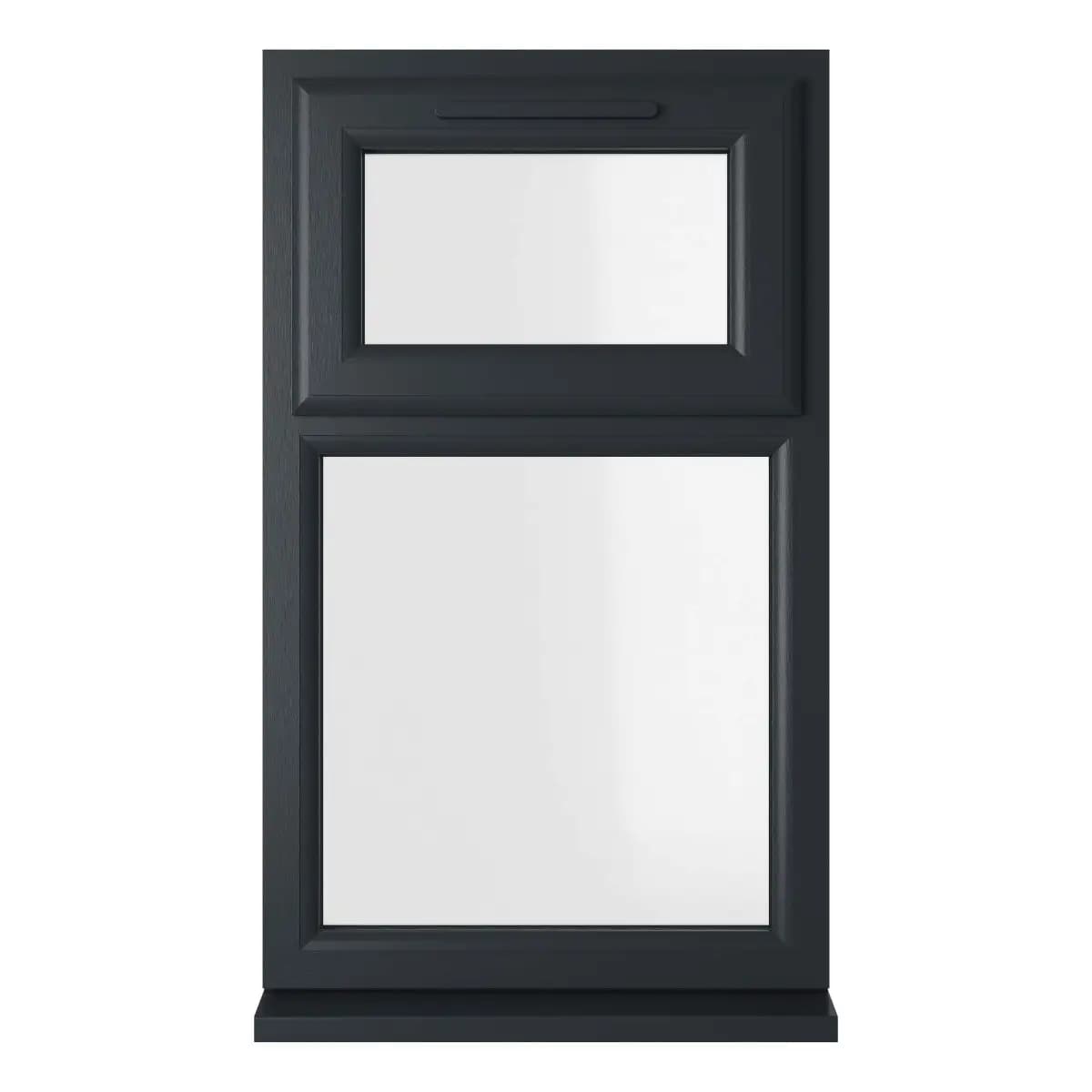 uPVC Grey/White Triple Glazed Window - Top Hung/Top Opener - Clear Glass - 1190 x 965mm