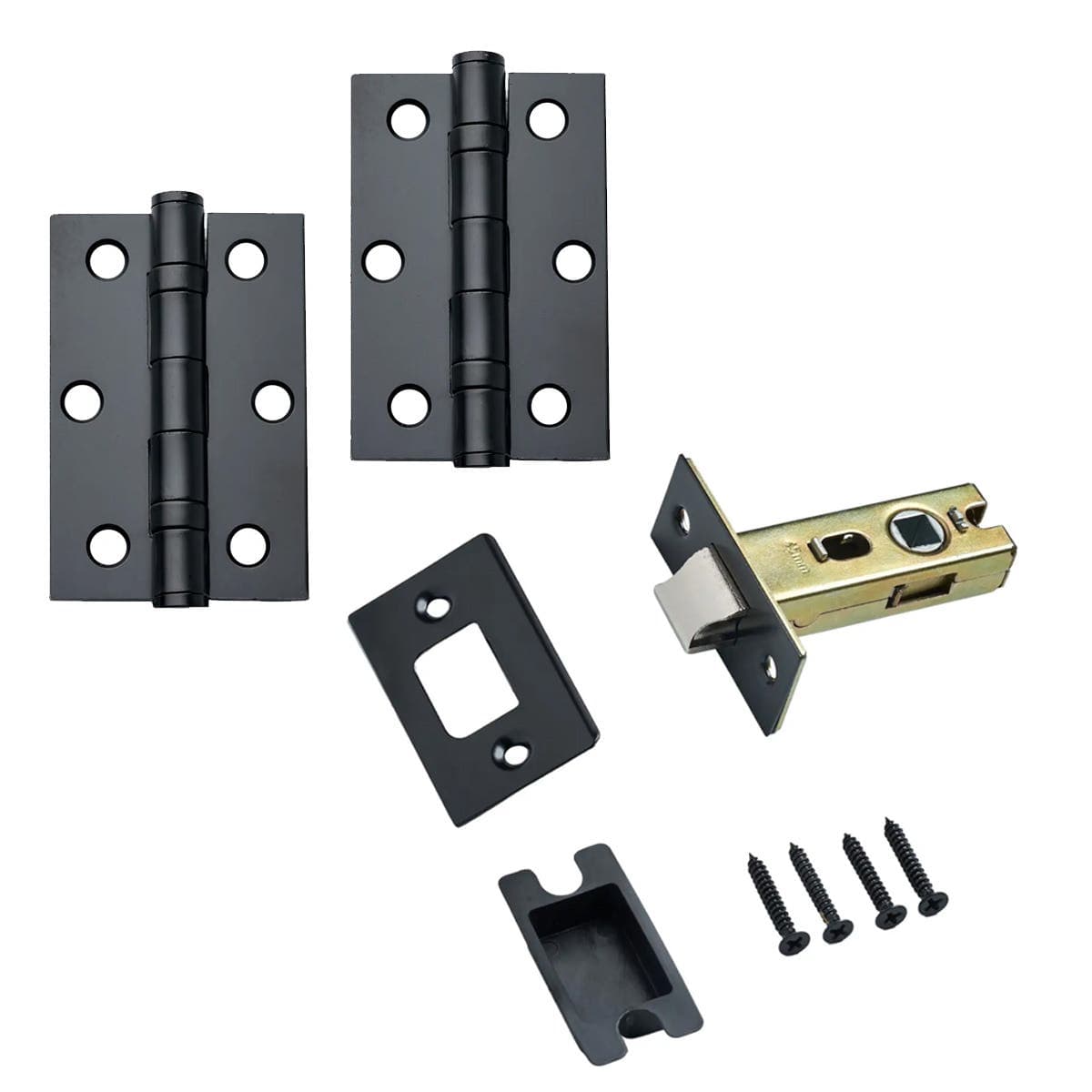 Premium Door Latch Pack - 64mm - Matt Black - Hinges/Tubular Door Latch - Hardware Solutions
