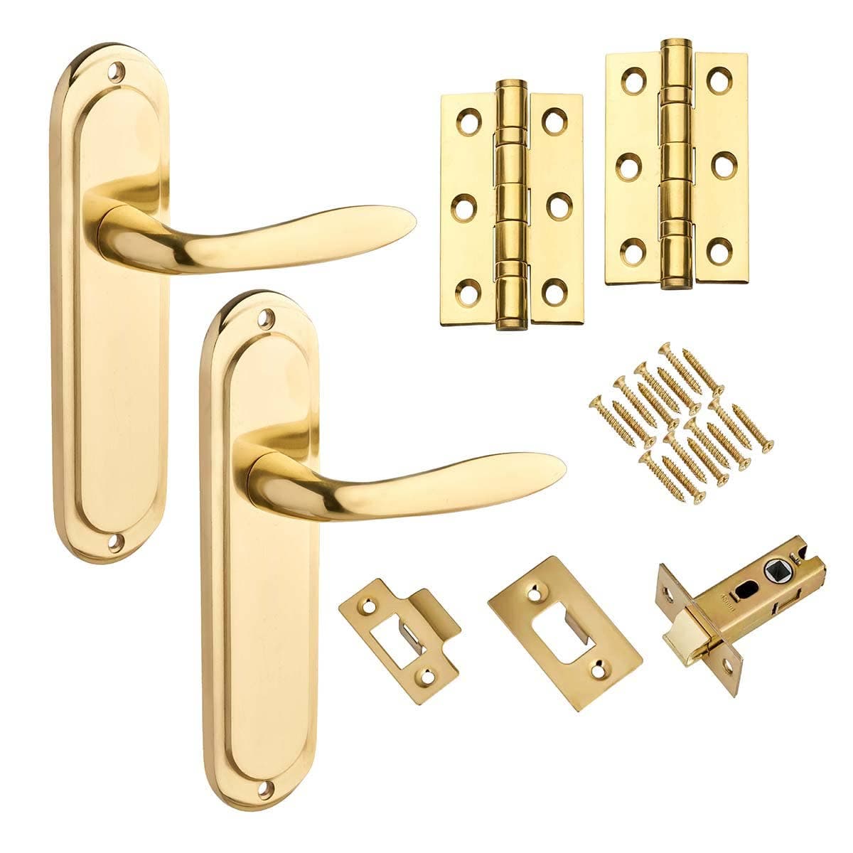Mocho Lever Latch Door Handle - Brass (Gold) - Complete Door Pack