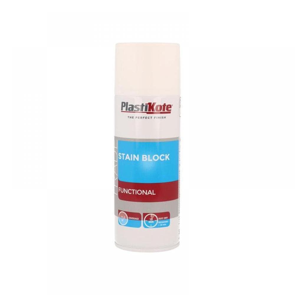 Plastikote 071019 Trade Stain Block Spray Paint White 400Ml