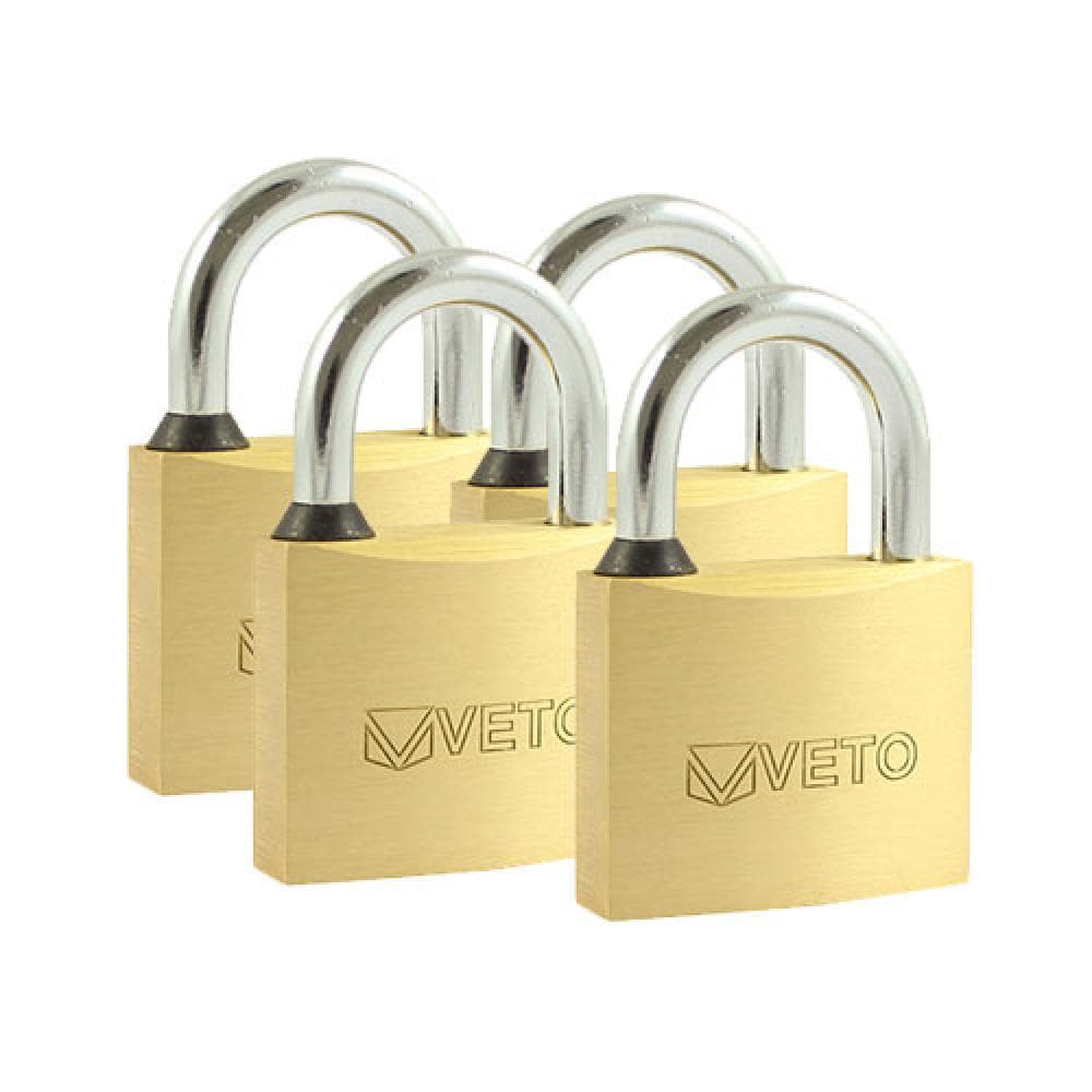 Timco P40KA Brass Padlocks Key Alike 40Mm Blister Pack 4