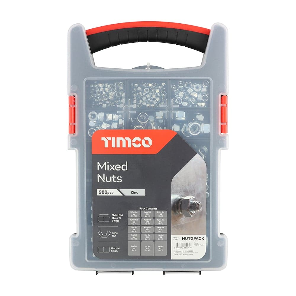 Timco NUTGPACK Mixed Nuts Grab Pack - Zinc 980Pcs Pack 980