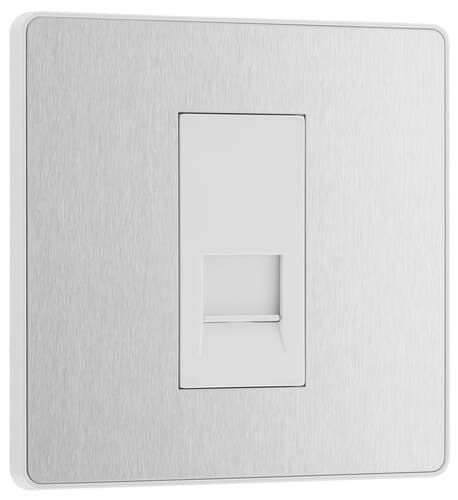 Screwed Flatplate Brushed Steel Single Switched 13A Power Socket SBS21G-02