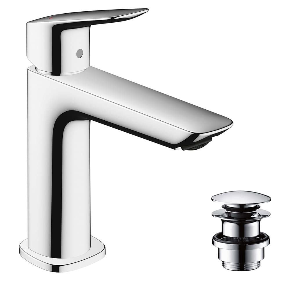 Hansgrohe Logis Single lever basin mixer 110 Fine with push-open waste set - Chrome - 71252000