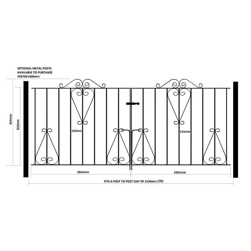 Burbage Iron Craft Classic Metal Double Driveway Gates 2134mm GAP x 914mm High Zinc & Powder CDZP10