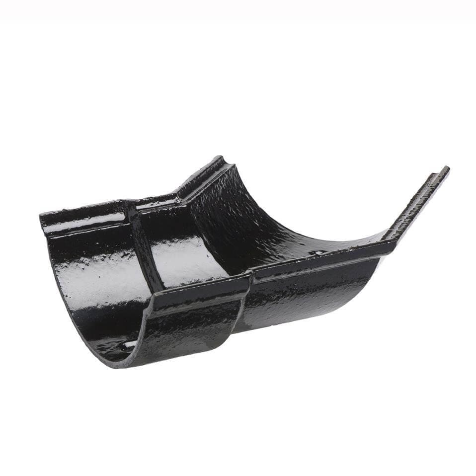 Hargreaves Premier Cast Iron Beaded Half Round Gutter Left Hand Angle - 135 Degree x 125mm Black