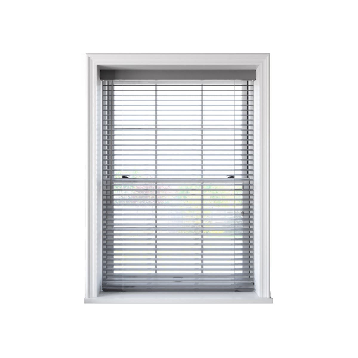 Paloma Faux Wood Blind - 150 x 160cm - 50mm Slat - White - Wall/Ceiling Fix - Cuttable to Size