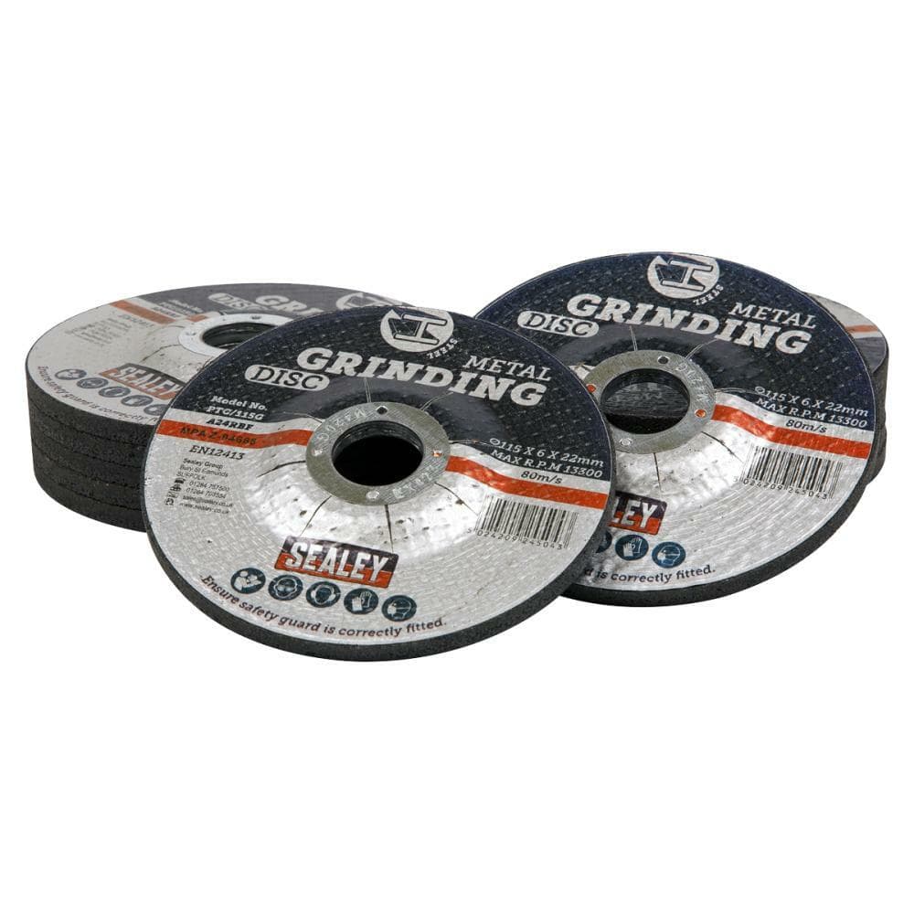Sealey PTC115G12 Grinding Disc Ø115 X 6Mm Ø22Mm Bore - Pack Of 12