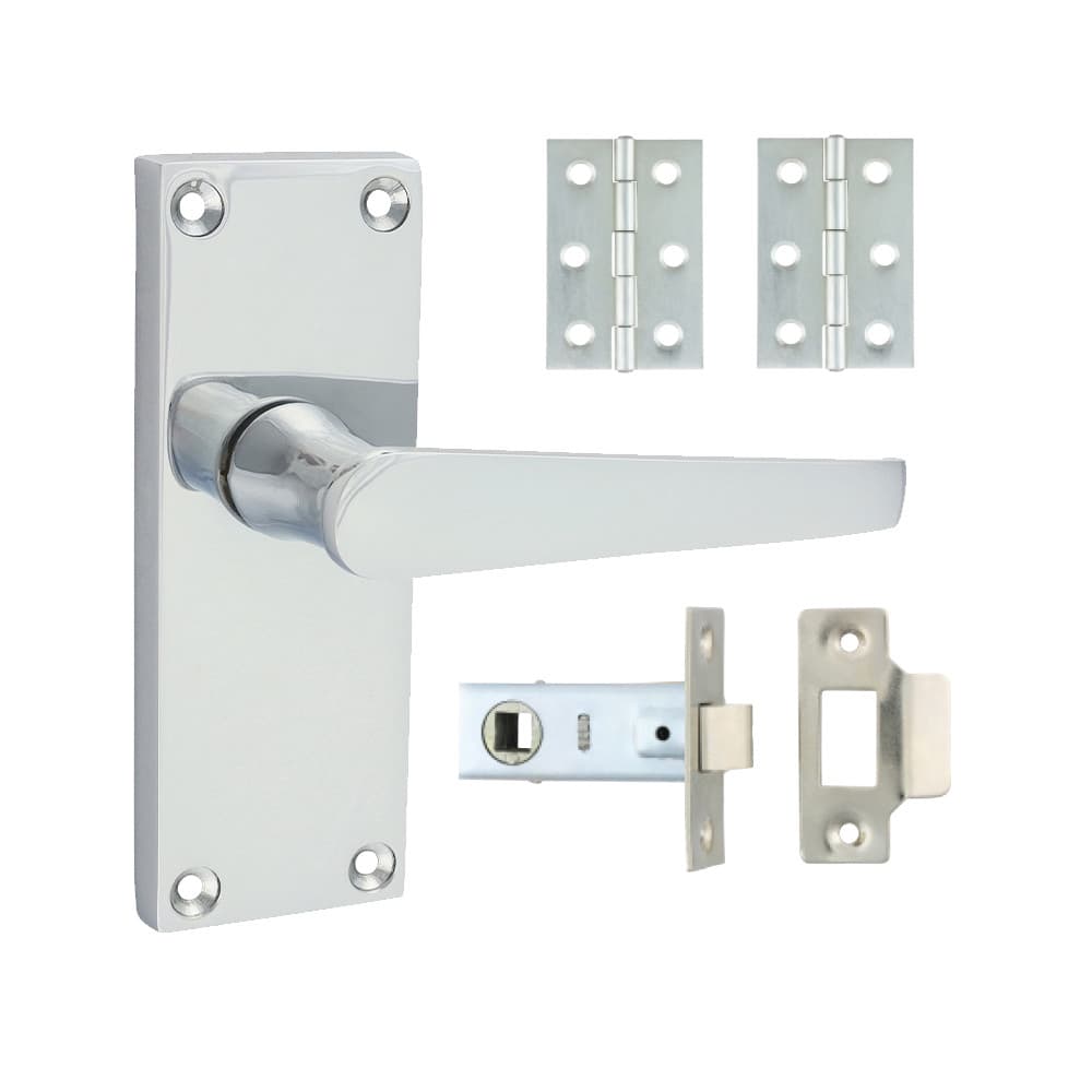 Timco Victorian Straight Latch Door Pack - Polished Chrome Blister Pack 1 200085