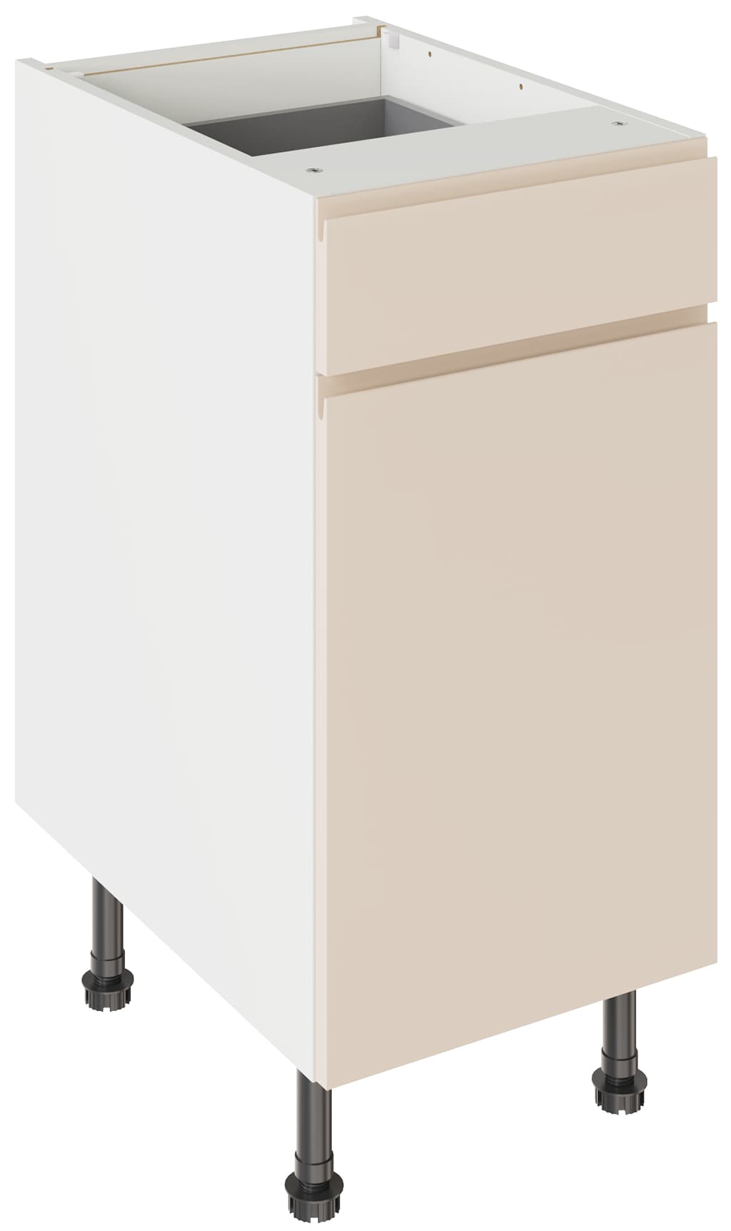 Flatpack 400 Drawerline Base Cabinet J-Pull Super Gloss Cashmere