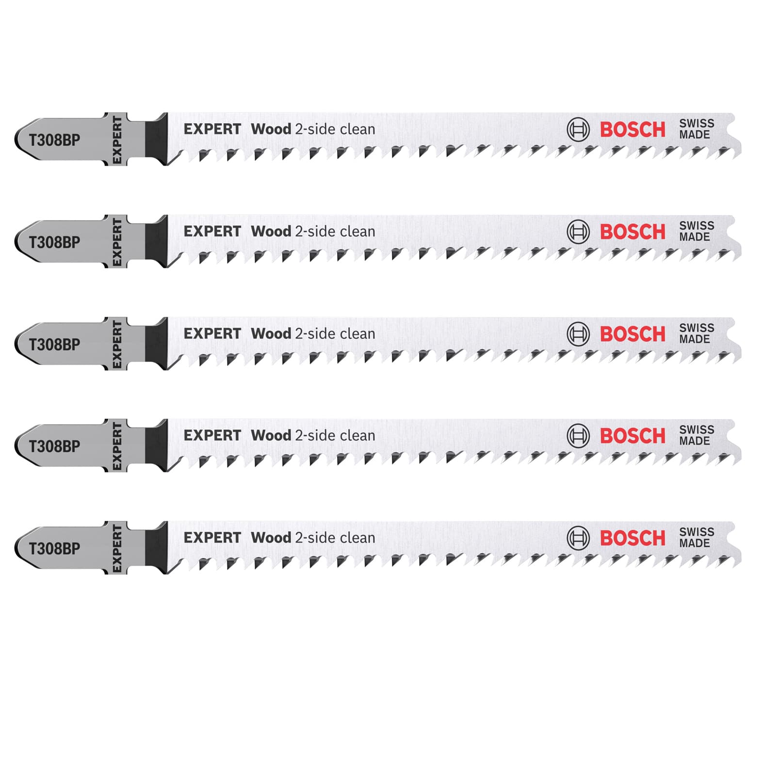 Bosch EXPERT Wood 2-side clean T308BP - 5 Jigsaw Blades