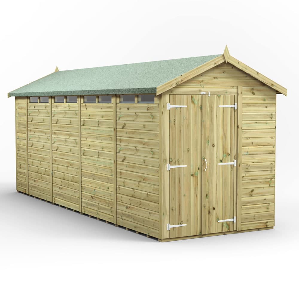 18x6 Premium Powersheds Security Apex Double Doors