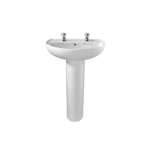 Twyford Alcona Washbasin 2 Tap 500mm x 410mm AR4112WH
