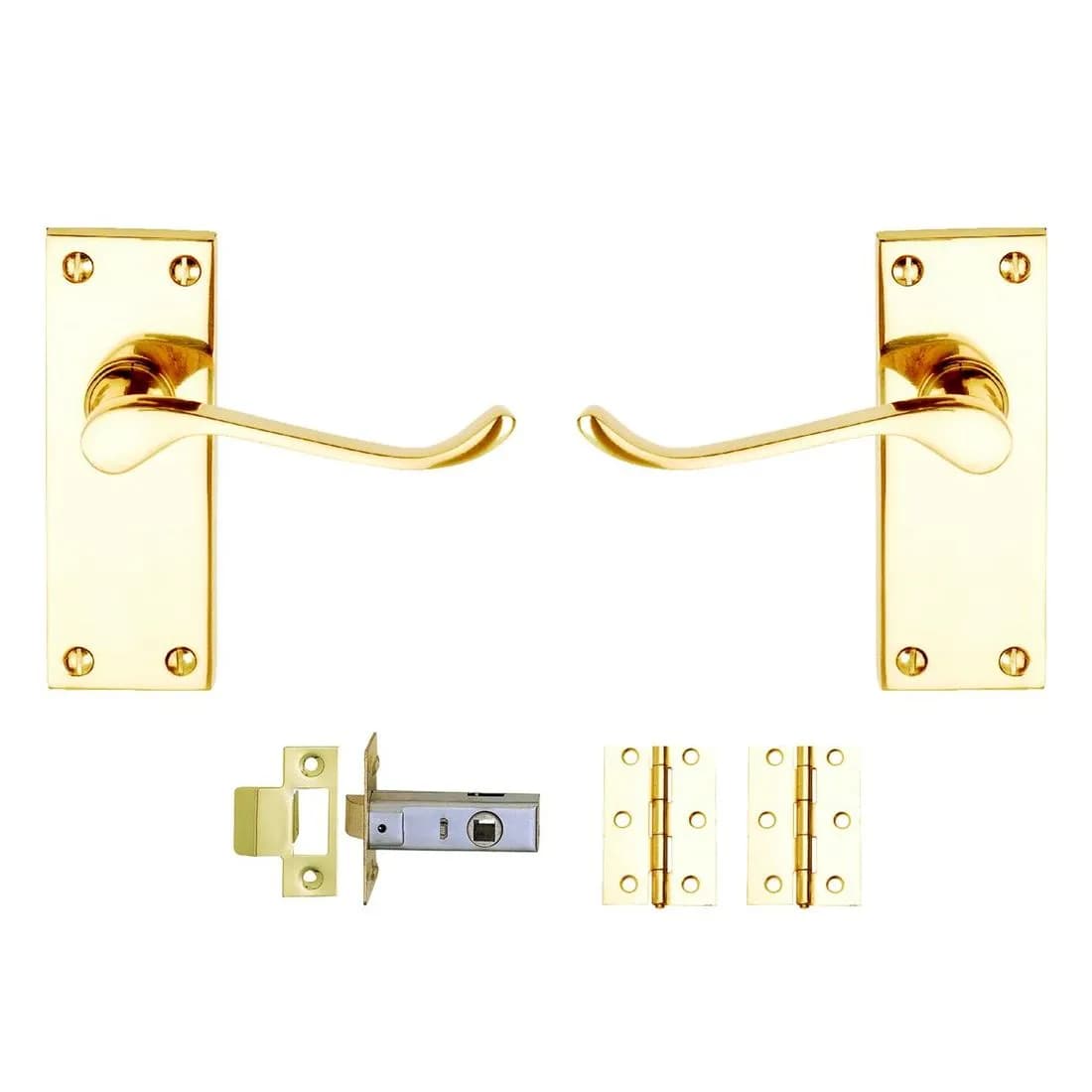 Vic Scroll Latch Int Door Pack Polished Brass Contract