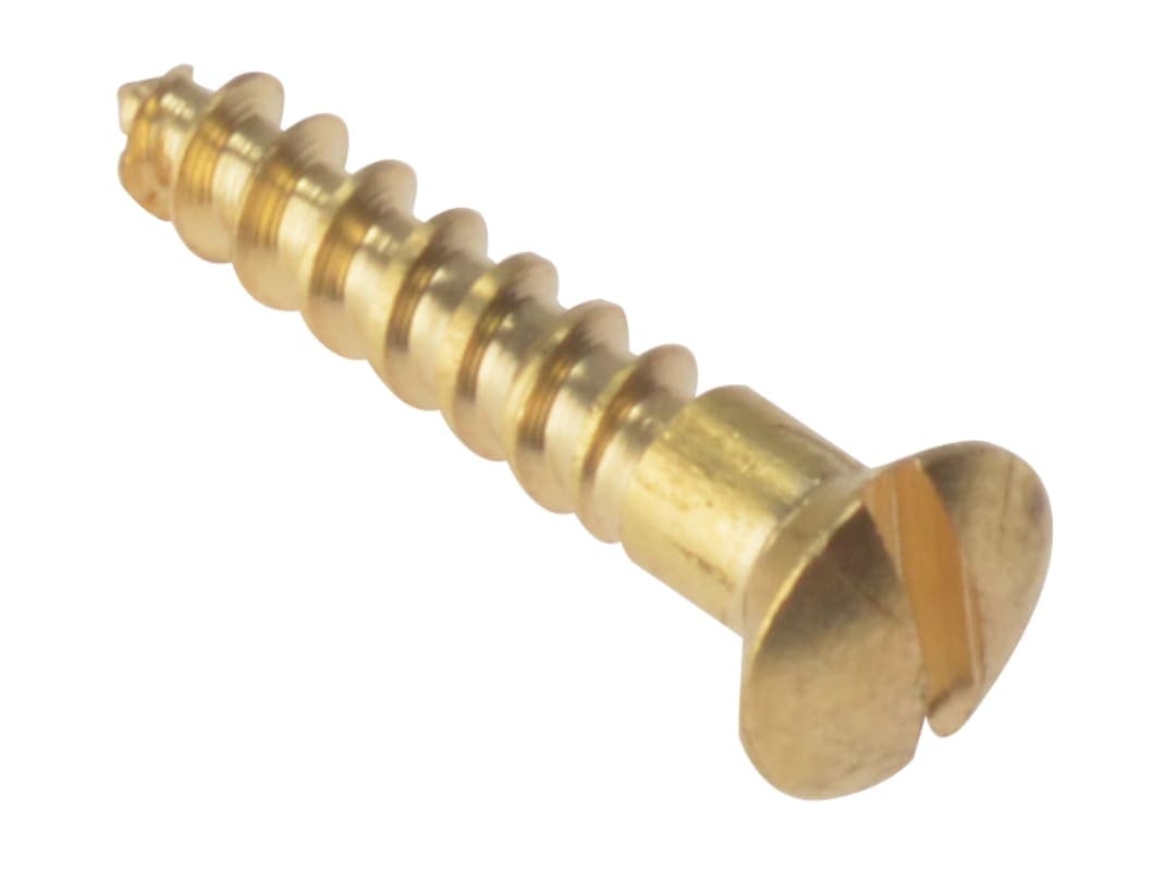 ForgeFix Wood Screw Slotted Raised Head ST Solid Brass 5/8in x 6 Box 200 RAH586BR