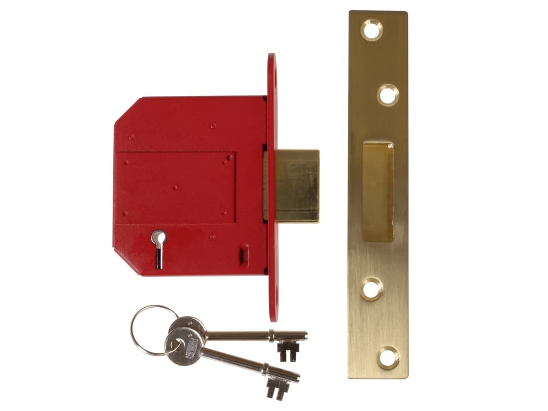 UNION StrongBOLT 2100S BS 5 Lever Mortice Deadlock 81mm 3in Satin Brass Visi Y2100S-PL-3.0