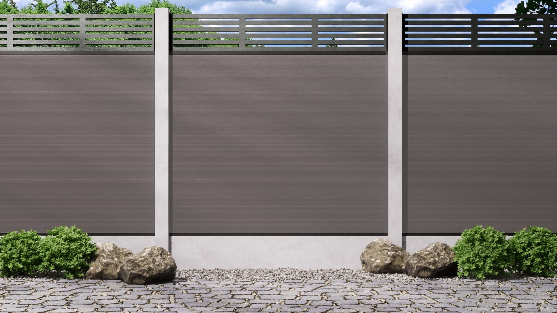 1.8m – Stone – New York Decorative Panel With Fence