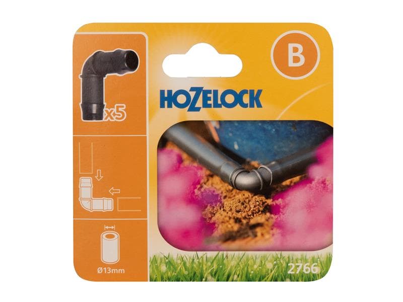 Hozelock 100-001-328 2766 90° Elbow Connector 13Mm (Pack 5)
