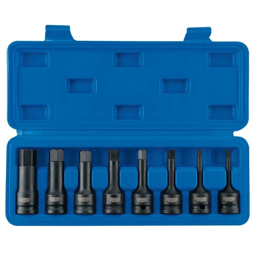 Draper Expert 26439 Impact Hexagonal Socket Bit Set 1/2in Sq. Dr. (8 Piece) per set