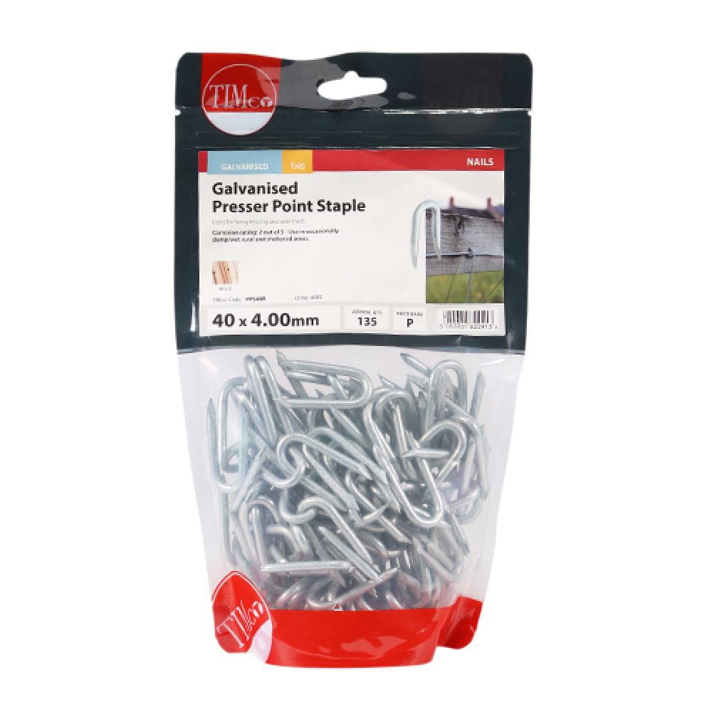 Timco PPS40B Presser Point Staples - Galvanised 40 X 4.00