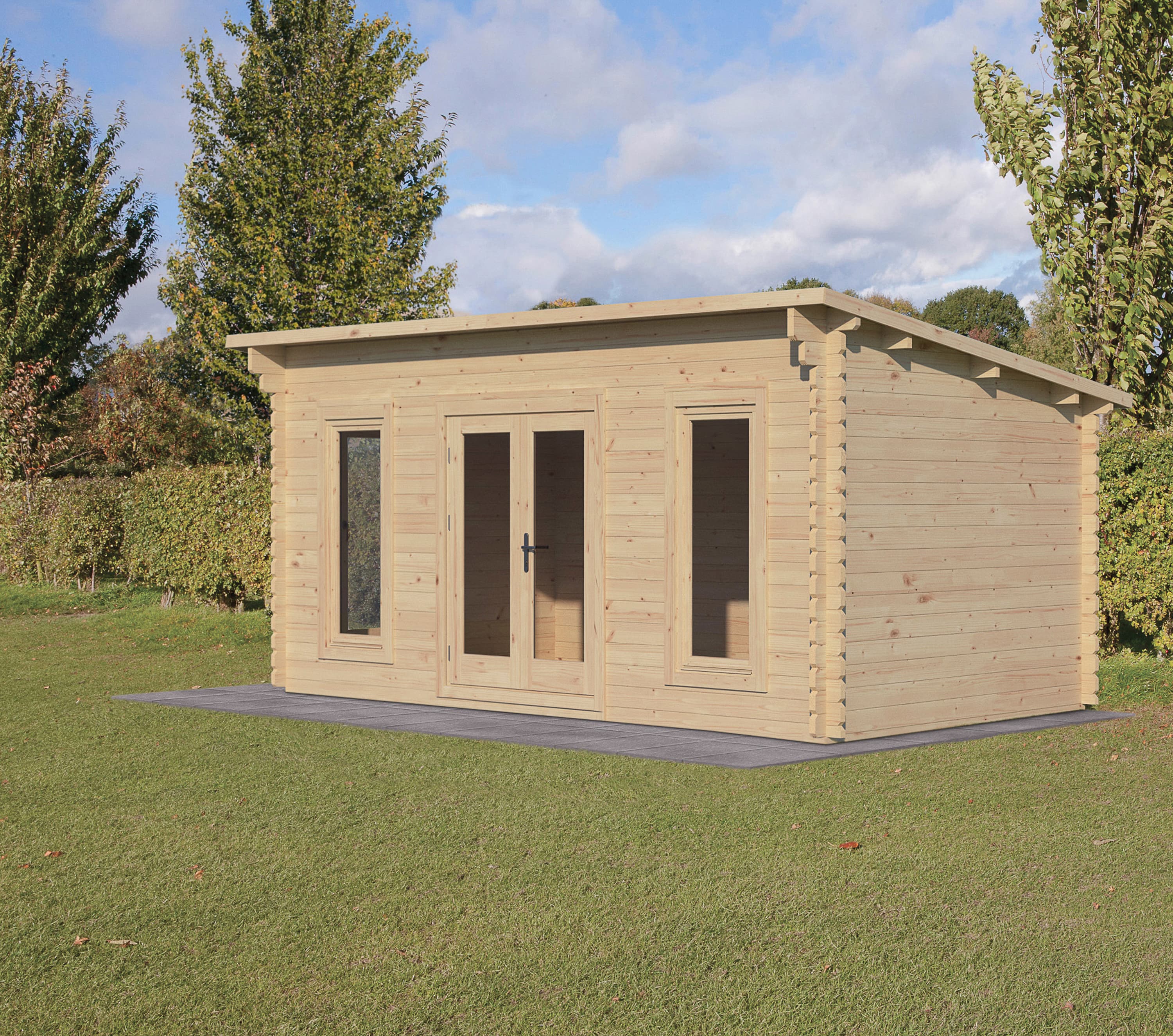 Forest Garden 5 x 3mElmley Log Cabin Underlay and Felt 34 Installed
