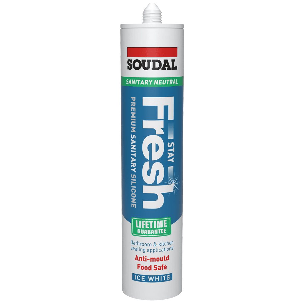 Soudal 290ml Stay Fresh Acetoxy Anti-Mould Silicone - White