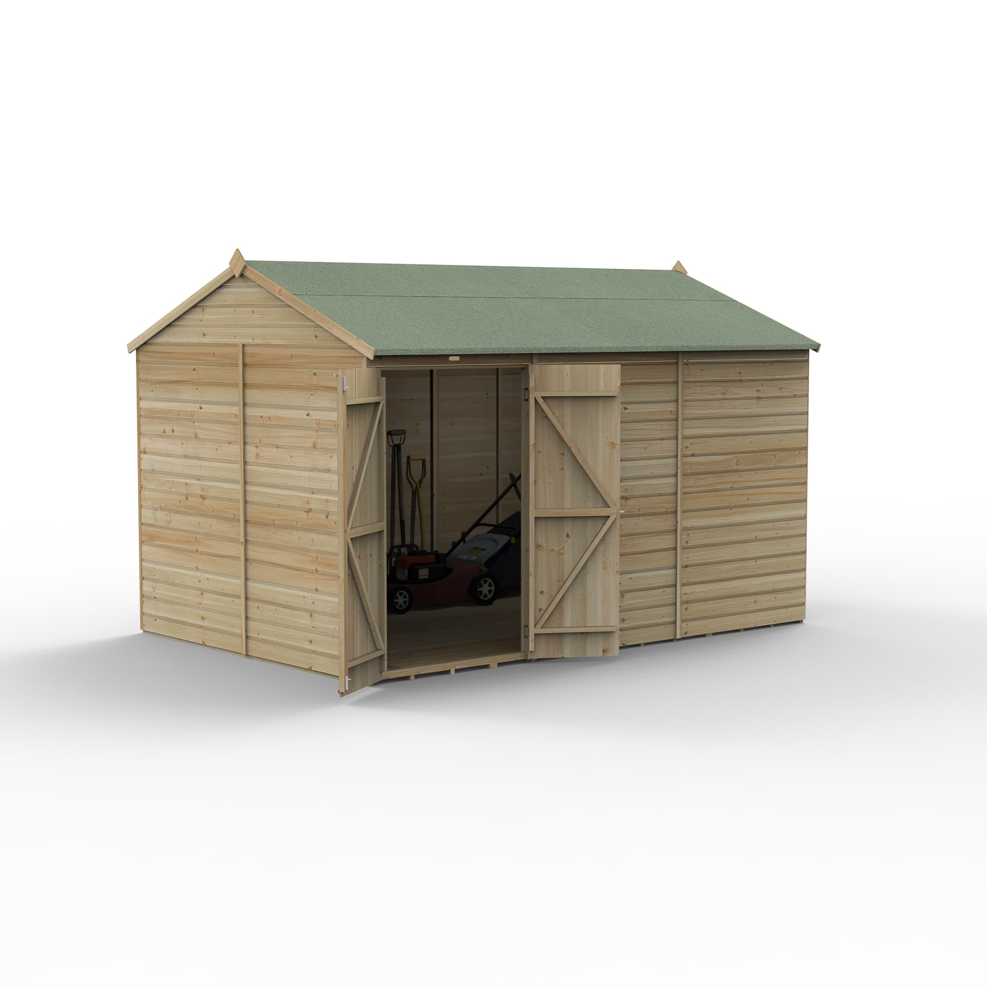 Forest Garden Beckwood 12x8 Reverse Apex Shed No Windows DoubleDoor Installed