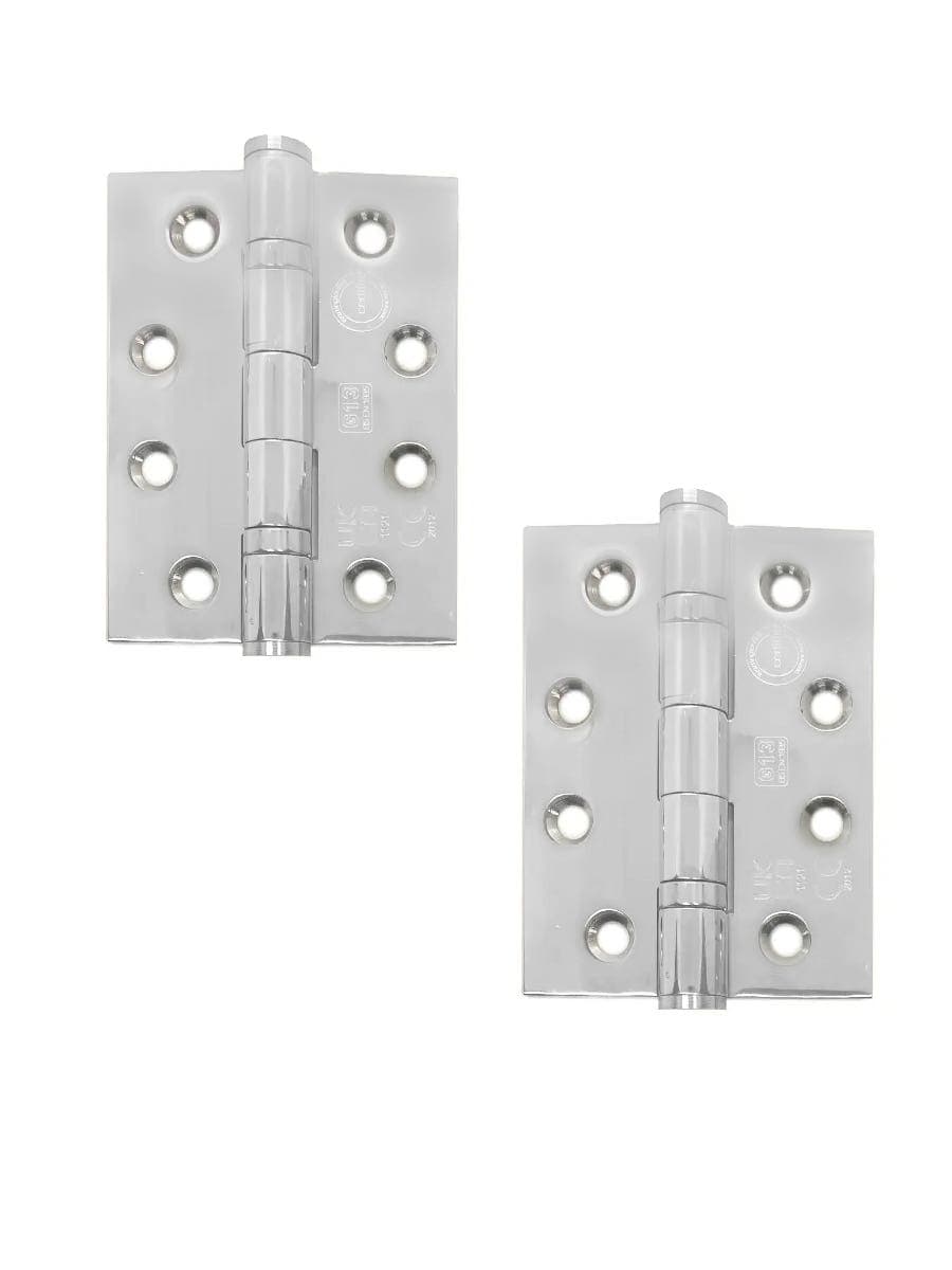 Steel Ball Bearing Hinge - UKCA/CE Certified - Fire Tested - 4″ - Satin Chrome - Hardware Solutions