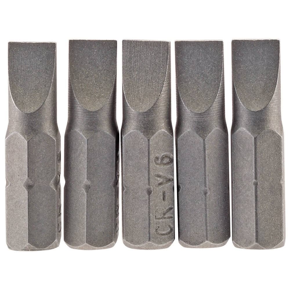 Draper 64011 Plain Slot Insert Bit 6Mm 1/4in Hex 25Mm Long (Pack Of 5) per pack