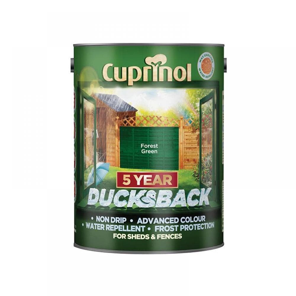 Cuprinol 5092438 Ducksback 5 Year Waterproof For Sheds & Fences Forest Green 5 Litre