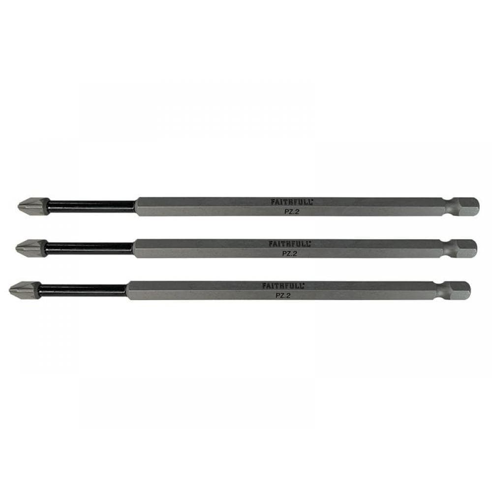 Faithfull Pozidriv Impact Screwdriver Bits Pz2 X 150Mm (Pack 3)