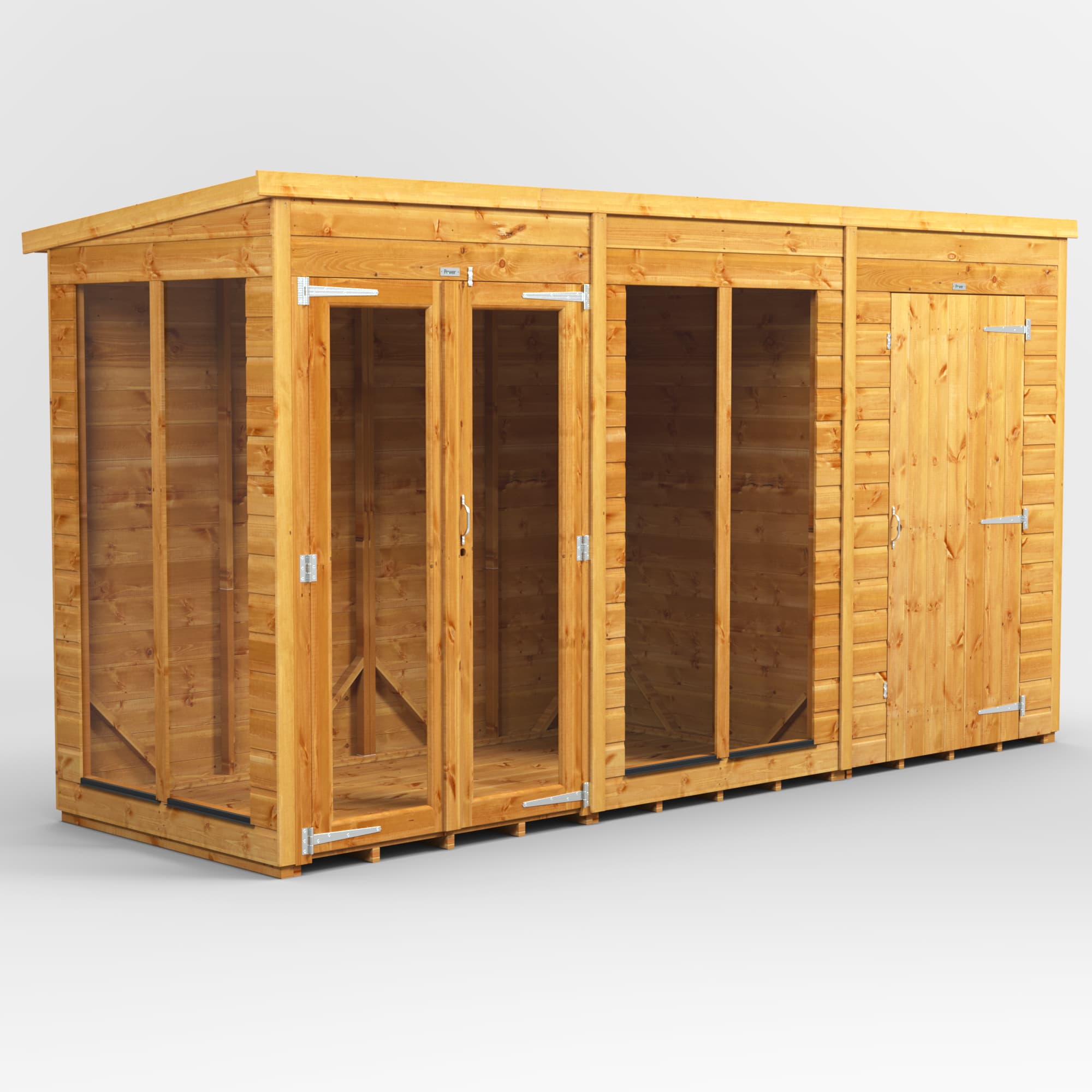 12 x 4 Power Pent Summerhouse With 4ft Side Store