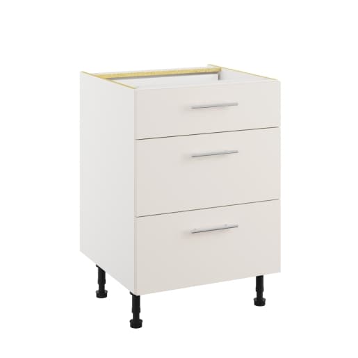 Essence Cashmere Grey MFC 3 Drawer Base Unit, 600mm