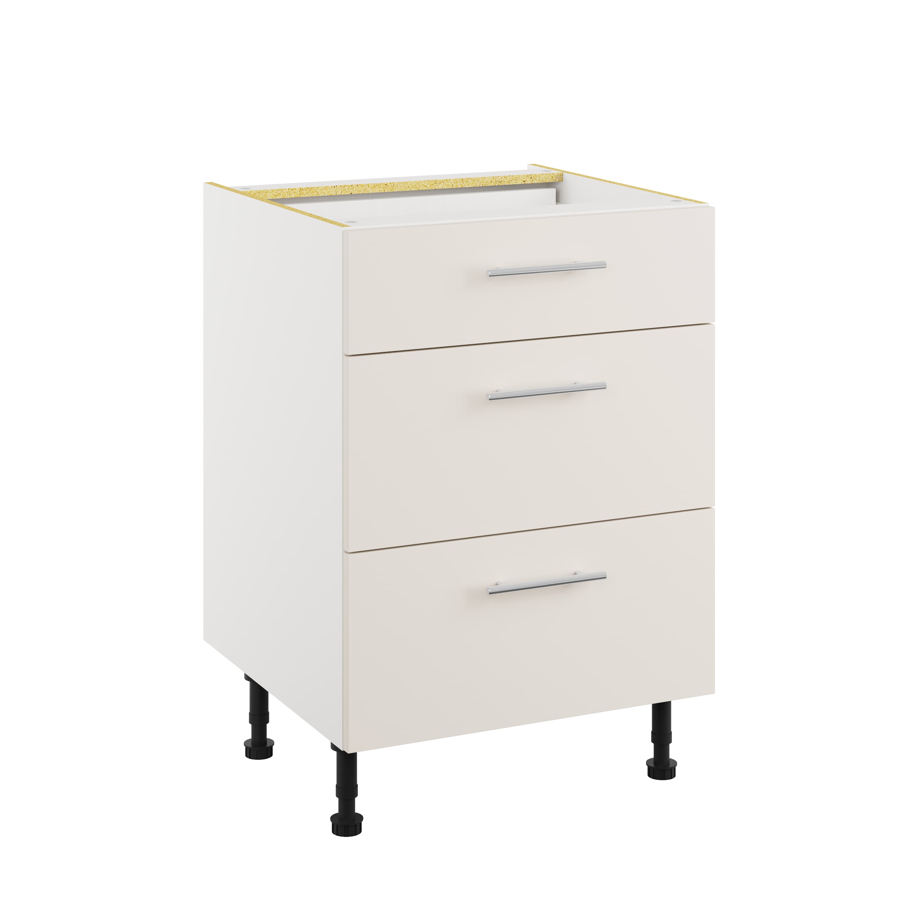 Essence Cashmere Grey MFC 3 Drawer Base Unit, 600mm