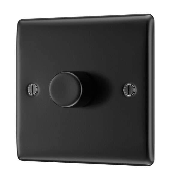Single Dimmer Switch - 1 Gang/2 Way - 400W - Push On/Off - LED/CFL - Matte Black