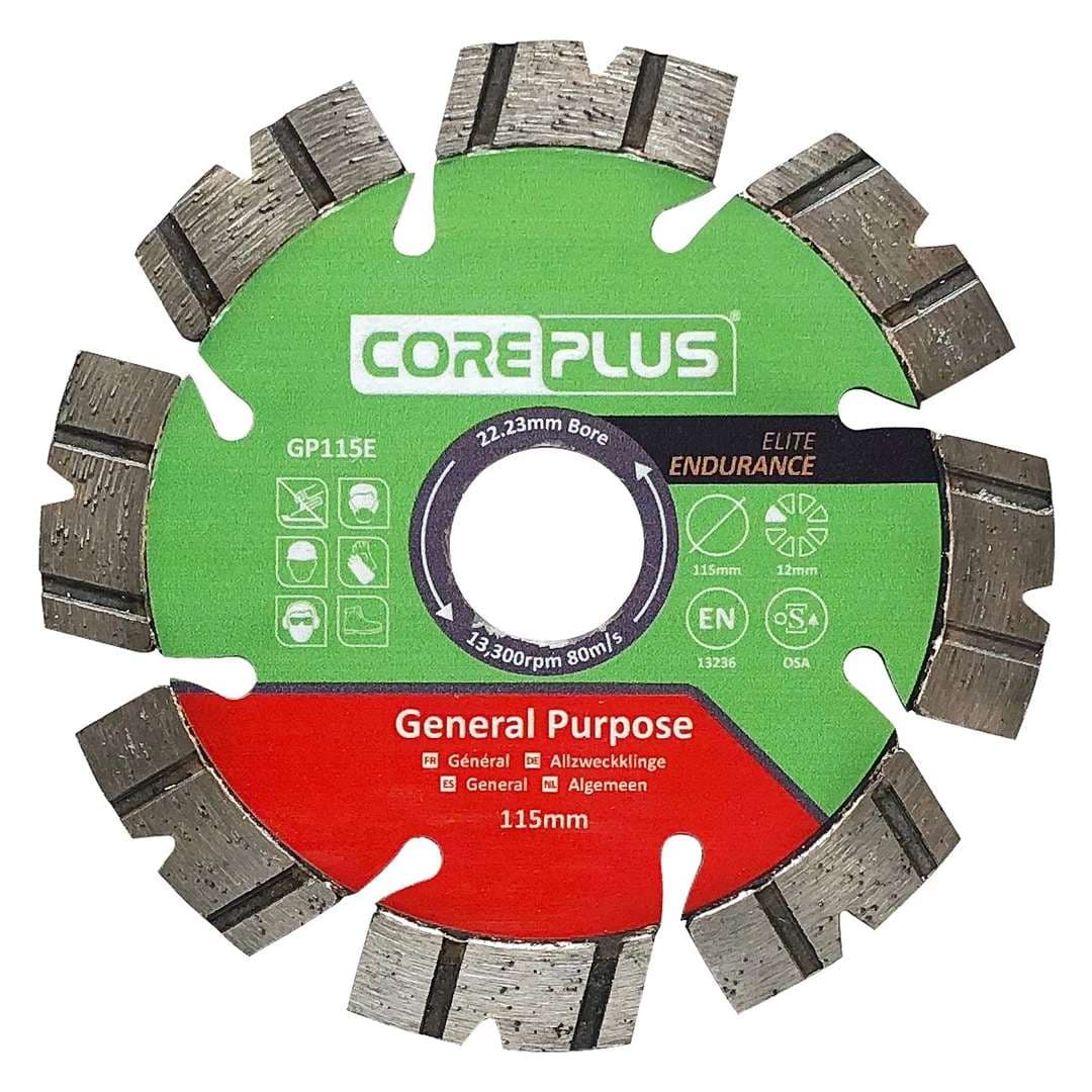 Coreplus CORDBGP115E General Purpose Elite Endurance Diamond Blades 115Mm (Box Of 1)