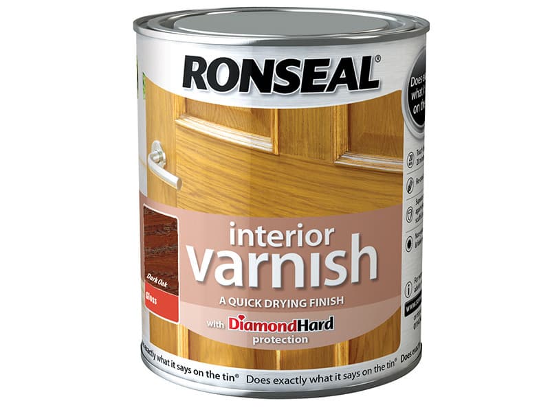 Ronseal 36844 Interior Varnish Quick Dry Gloss Dark Oak 250Ml