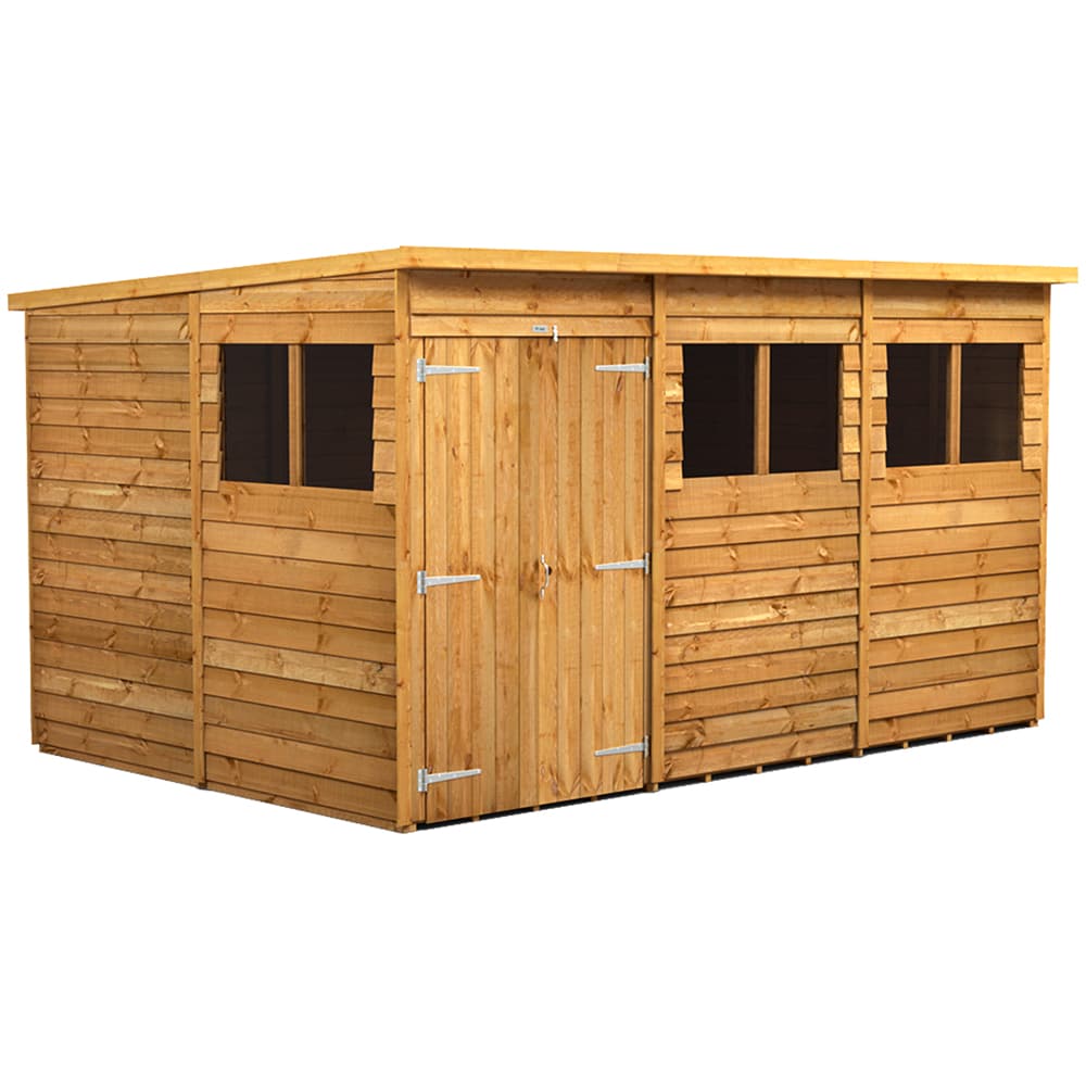 Powersheds 12 x 8 Power Overlap Pent Double Door Shed