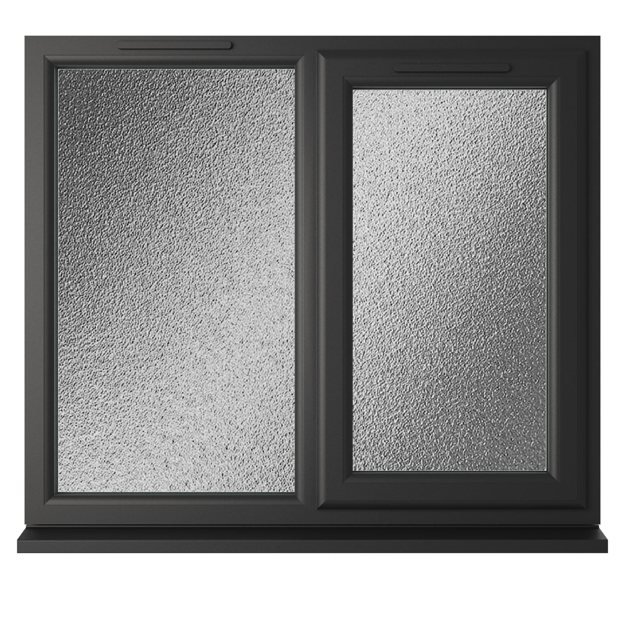 Crystal Triple Glazed uPVC Window Black/White Right Hung 1190mm x 1115mm Obscure