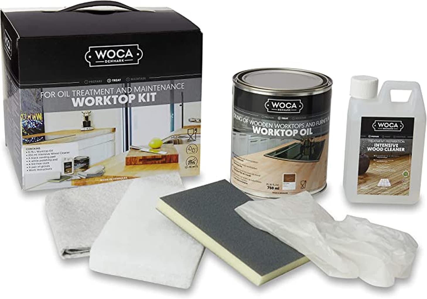 Danzer Woca H999PKITBEN Solid Wood Worktop Oil and Maintenance Kit