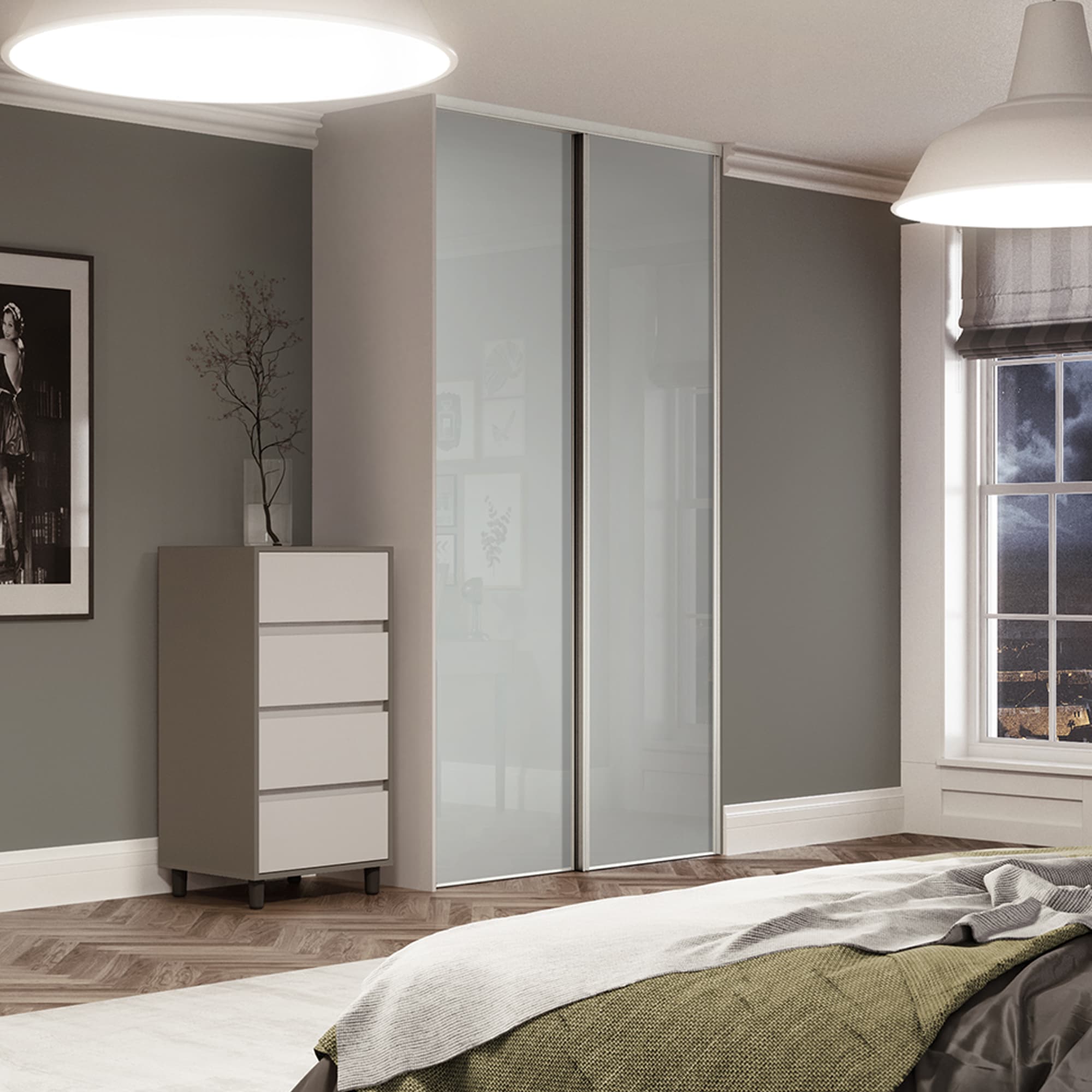 Spacepro White Steel and Glass Heritage Frame Arctic Sliding Doors, Size: 1499x2260mm
