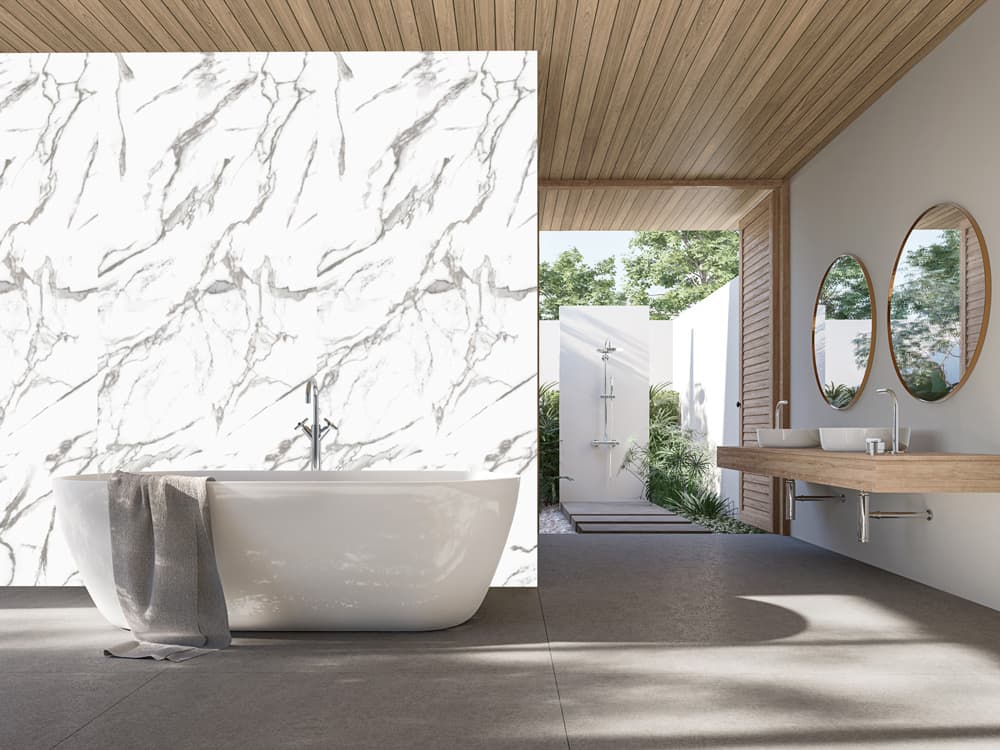 Carrera Marble White (Grey Vein) Matt PVC Shower Panel (10mm)