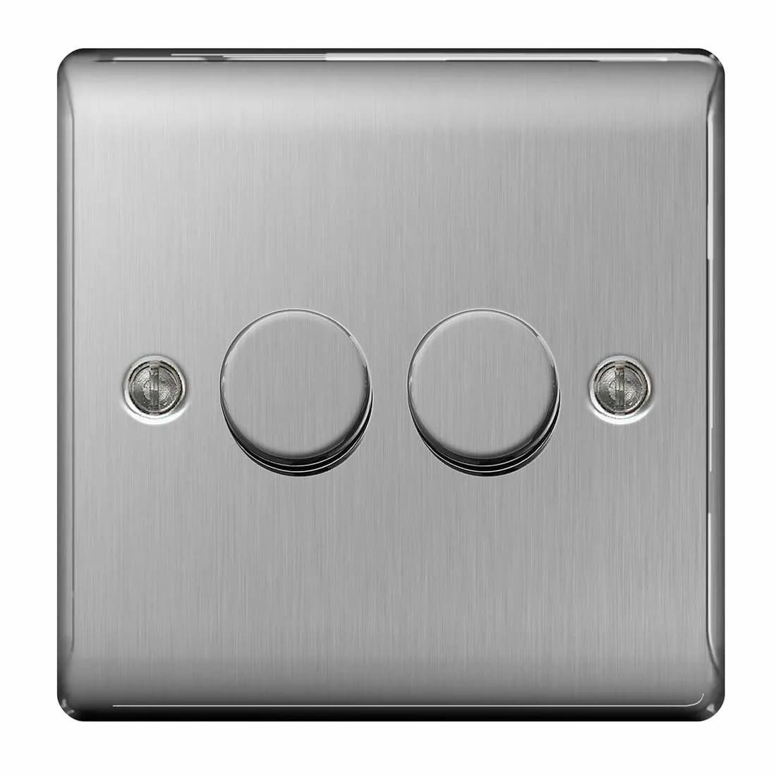 Bg Nexus 2G 2W Dimmer 400W Brushed Steel