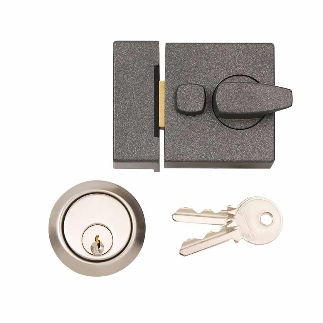 Night Latch Grey/Brass 60Mm