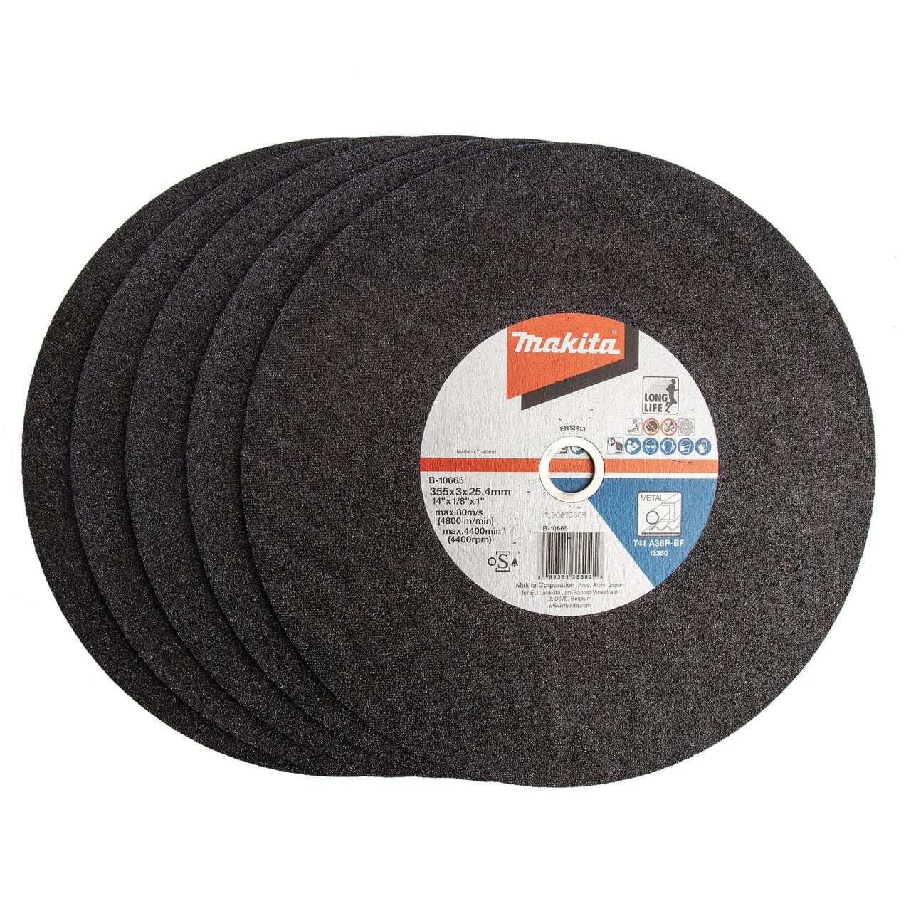 Makita B-10665 Metal Cutting Disc 355 x 3 x 25.4mm (Pack of 5) B-10665-5
