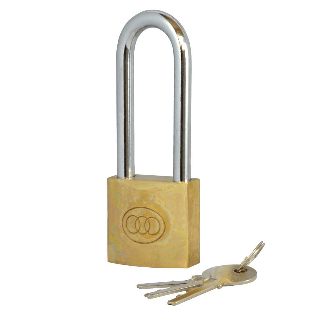 Tri-Circle Long Shackle Padlock - 38mm - Brass - Security Solutions