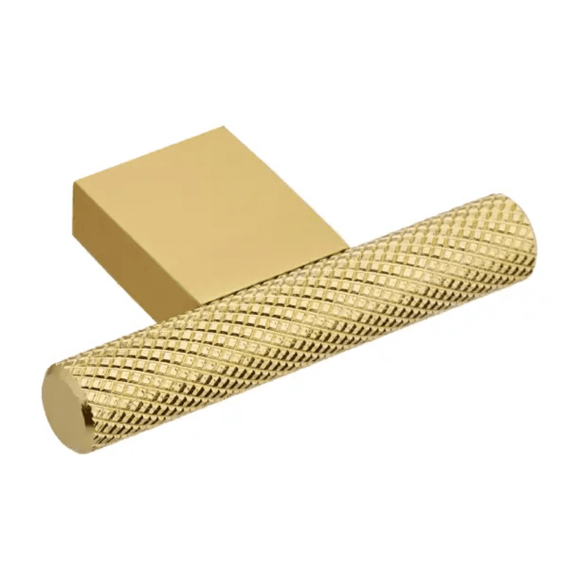 Kensington Knurled Cabinet & Draw T-Knob - Brushed Brass - 60mm - Elite Knobs & Handles