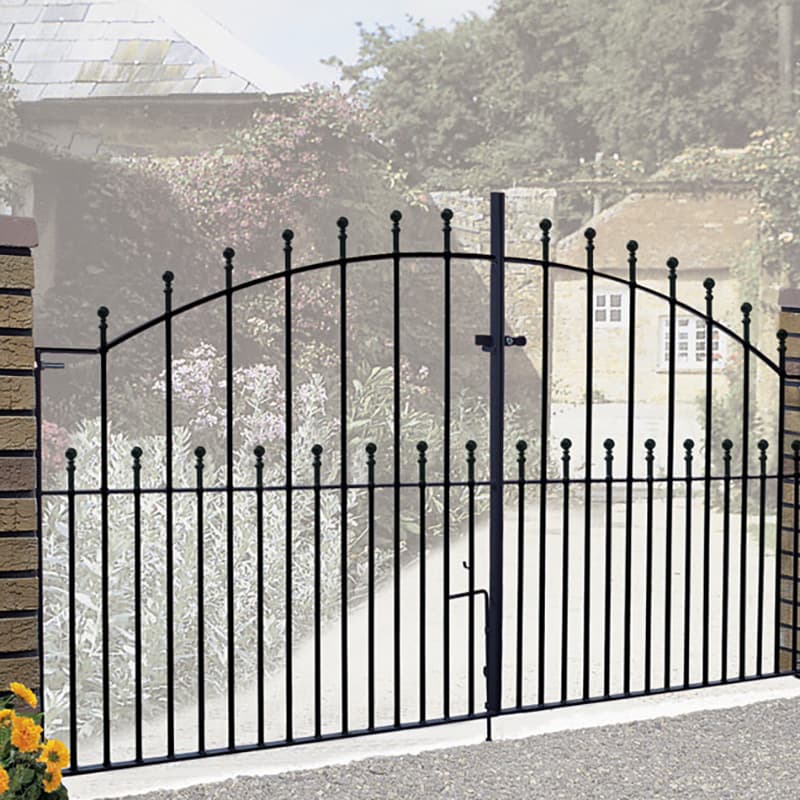 Manor Ball Top Metal Driveway Gates 3658mm GAP x 1220mm High Zinc & Powder MAZP25