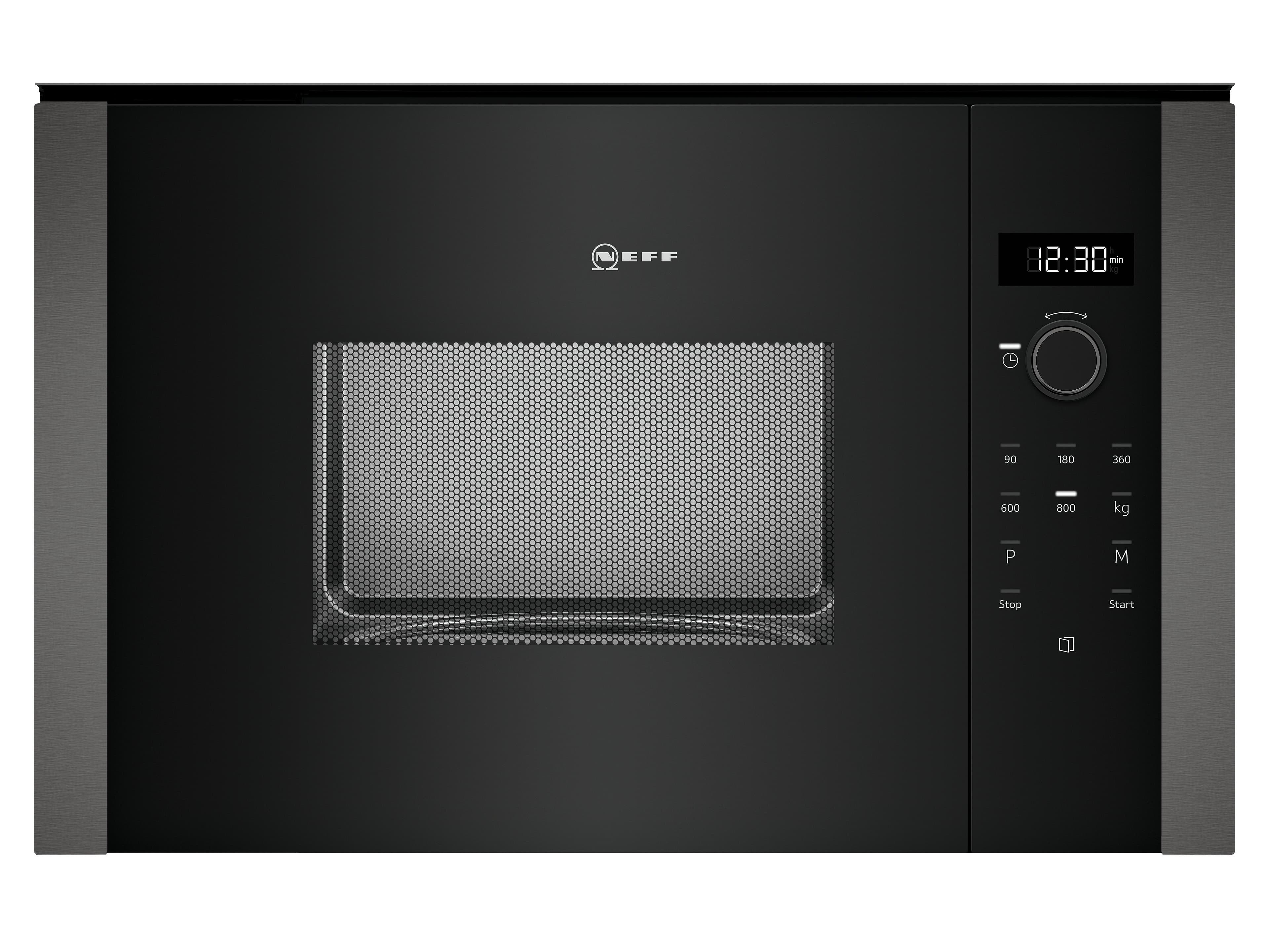 Neff Graphite Grey N 50 Built in Automatic Programme Microwave Oven Black Glass with Trims, 38cm - HLAWD23G0B